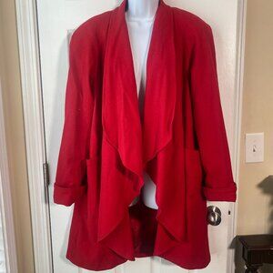 Vintage Midnight Velvet | Red Wool Blend Waterfall Jacket Coat